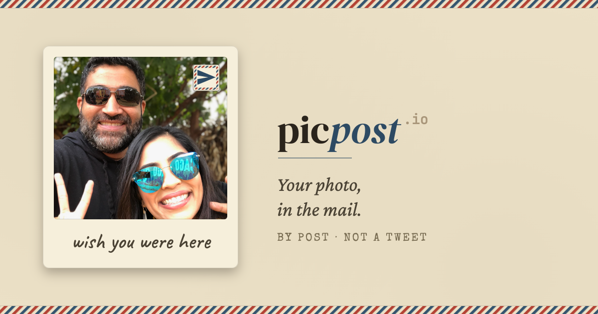 A photo postcard with a handwritten note